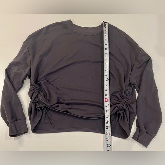 Sincerely Jules Drawstring Ruched Sides Crewneck Grey Large Sweater - Picture 5 of 12